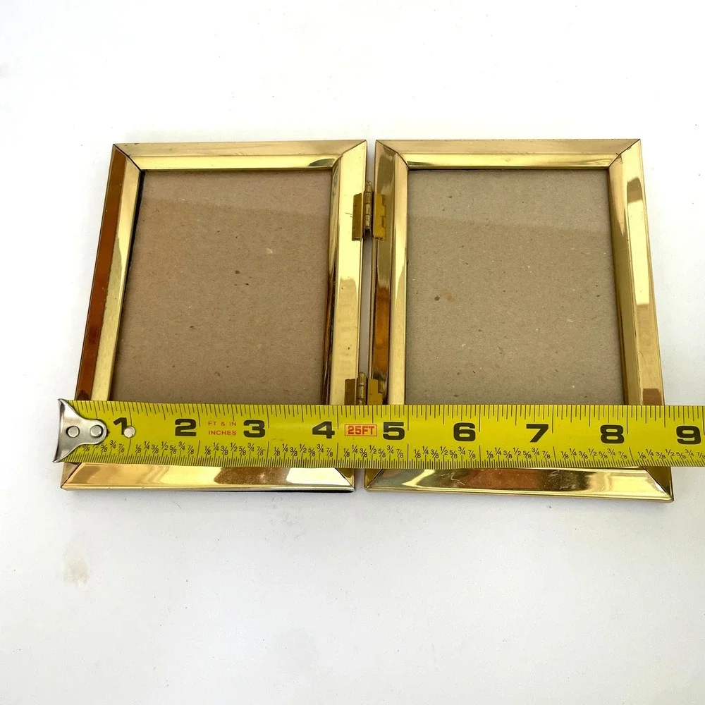 Vintage Brass Gold Picture Frame Set‎ Rope Detail Hinged Double Frames 5x7 8x10